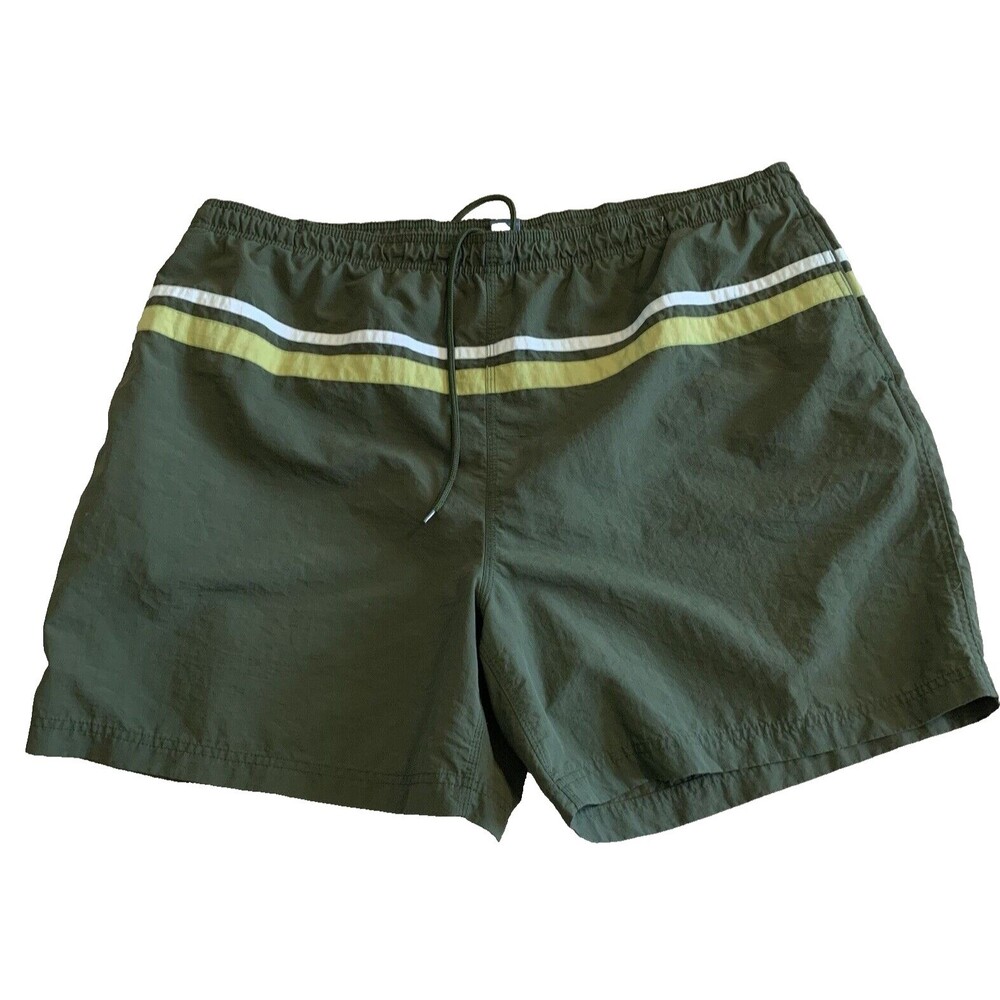 Breakwater Swim Shorts Mens XXL Army Green Board Surfing Stripes